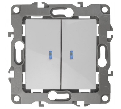 Выключатель двойной с подсветкой 12-1105-01 , 10АХ-250В,  белый  Б0014657  ЭРА