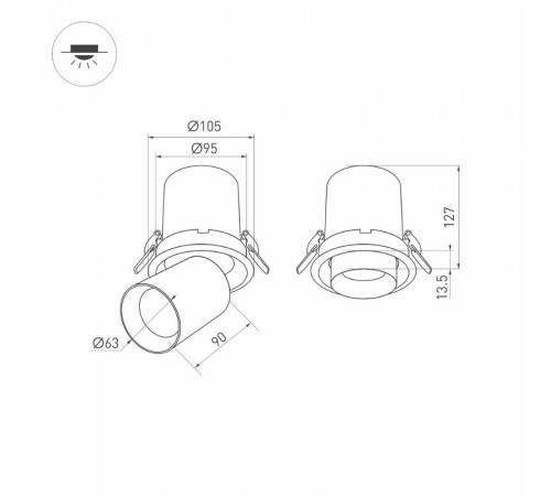 Светильник LTD-PULL-R100-10W Day4000 (WH, 24 deg, 230V) (Arlight, IP20 Металл, 5 лет)  031364  Arlight