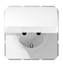 Штепсельная розетка SCHUKO 16А / 250В с подпружиненной откидной крышкой, пружинные зажимы; термопласт; белый; CD500  CD1520BFKLWW  Jung