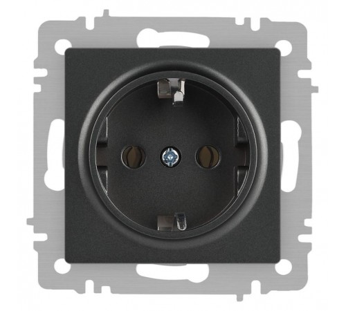 Розетка Intro Accent 6-202-07 2P+E Schuko, 16А-250В, IP20, СУ, графит  Б0063697  Intro
