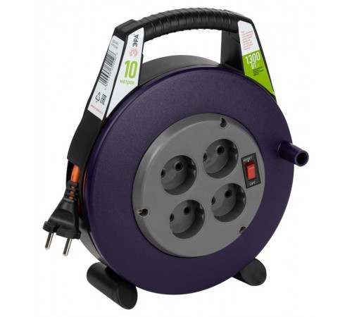 Удлинитель силовой BPx-4-2x0,75-10m в закрытом корпусе без заземления с выключателем 4 розетки 10м ПВС 2x0,75мм2 6А  Б0052923  ЭРА