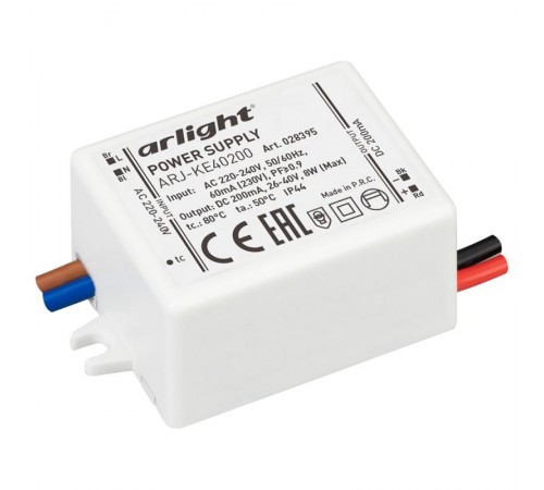 Блок питания ARJ-KE40200 (8W, 200mA, PFC) (Arlight, IP44 Пластик, 5 лет)  028395  Arlight