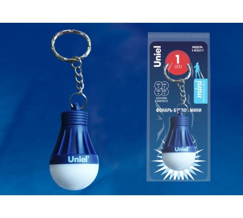 Фонарь-брелок Стандарт S-KL023-T BLUE  1LED. 4*LR41 в/к. пластик синий  UL-00004093  Uniel
