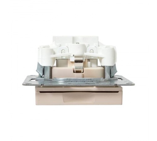 Механизм розетки, 16А, IP44, с заземлением, со шторками, c крышкой, кремовый Эпика  UP1-SOI-111-44 EKF