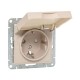 Механизм розетки, 16А, IP44, с заземлением, со шторками, c крышкой, кремовый Эпика  UP1-SOI-111-44 EKF