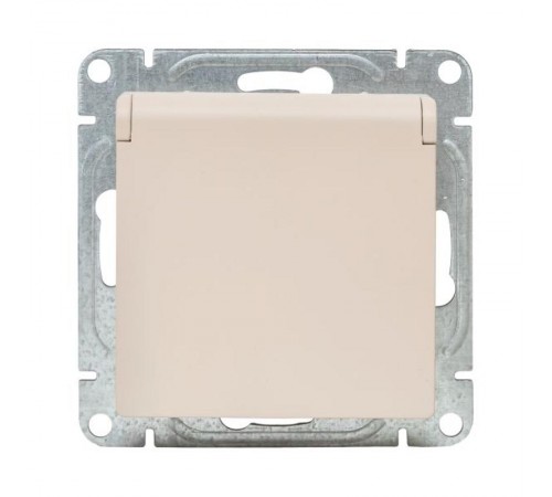 Механизм розетки, 16А, IP44, с заземлением, со шторками, c крышкой, кремовый Эпика  UP1-SOI-111-44 EKF