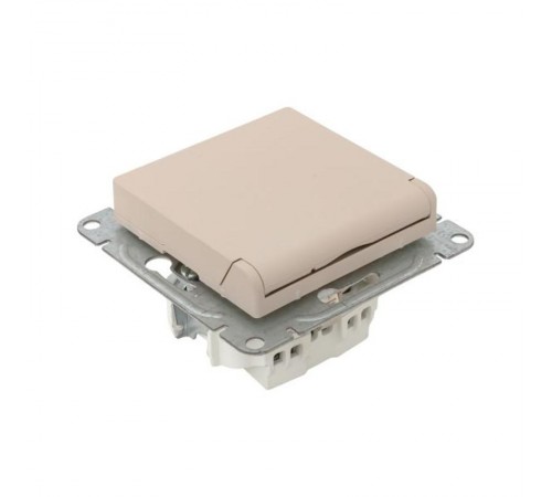 Механизм розетки, 16А, IP44, с заземлением, со шторками, c крышкой, кремовый Эпика  UP1-SOI-111-44 EKF