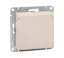 Механизм розетки, 16А, IP44, с заземлением, со шторками, c крышкой, кремовый Эпика  UP1-SOI-111-44 EKF