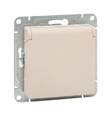 Механизм розетки, 16А, IP44, с заземлением, со шторками, c крышкой, кремовый Эпика  UP1-SOI-111-44 EKF