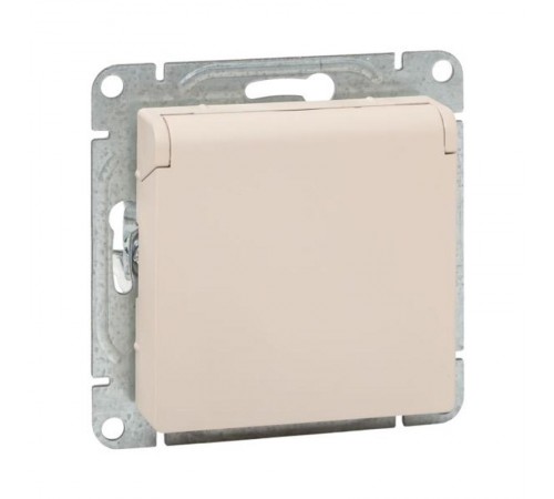 Механизм розетки, 16А, IP44, с заземлением, со шторками, c крышкой, кремовый Эпика  UP1-SOI-111-44 EKF
