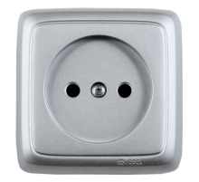 Розетка открытой установки, одноместная, цвет серебро  РА16-101-06  HEGEL