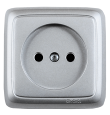 Розетка открытой установки, одноместная, цвет серебро  РА16-101-06  HEGEL