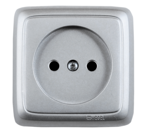 Розетка открытой установки, одноместная, цвет серебро  РА16-101-06  HEGEL