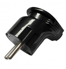 Вилка угловая с/з, 250В, 16A, PPG16-46-202, черный  39824  STEKKER