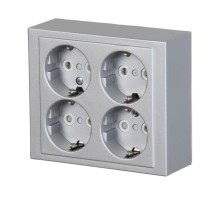 Розетка накладного монтажа, Schuko 4 поста, Impressivo, алюминий  404EA-83   2TKA00001615  ABB