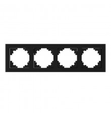 Рамка горизонтальная 4-местная, серия Катрин, GFR00-7004-05, черный  39521  STEKKER