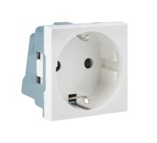 Розетка 45х45 (2 модуля), с заземлением, белая, прямая  E2MR16-028-10  EKF