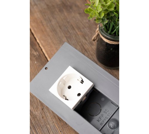 Розетка 45х45 (2 модуля), с заземлением, белая, прямая  E2MR16-028-10  EKF