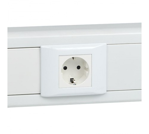 Розетка 45х45 (2 модуля), с заземлением, белая, прямая  E2MR16-028-10  EKF