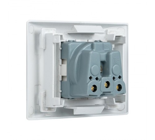 Розетка 45х45 (2 модуля), с заземлением, белая, прямая  E2MR16-028-10  EKF