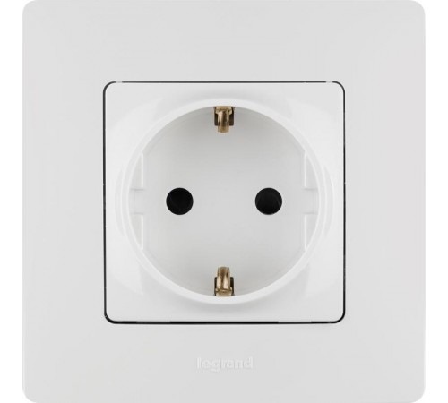 Etika Белый Розетка с заземлением со шторками, винтовые клеммы  672222  Legrand