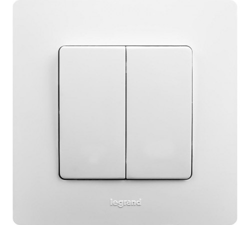 Etika Белый Выключатель 2-х клавишный, 10А, винтовые клеммы  672202  Legrand