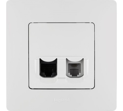 Etika Белый Розетка телефонная + компьютерная (RJ11+RJ45) 5 кат. UTP  672252  Legrand