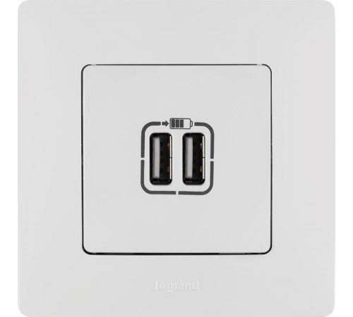 Etika Белый Розетка USB 2-ая 240В/5В 2400мА  672294  Legrand