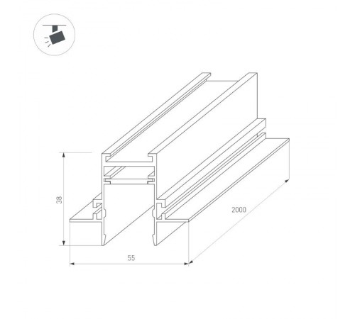 Трек встраиваемый MAG-TRACK-2538-FDW-2000 (BK) (arlight, IP20 Металл, 3 года)  033460  Arlight