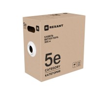 Витая пара U/UTP, CAT 5e, ZH нг(А)-HF, 4PR, 24AWG, INDOOR, SOLID, оранж., 305м, РФ  01-0049-R  REXANT