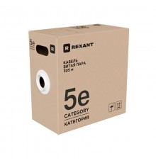 Витая пара U/UTP, CAT 5e, ZH нг(А)-HF, 4PR, 24AWG, INDOOR, SOLID, оранж., 305м, РФ  01-0049-R  REXANT