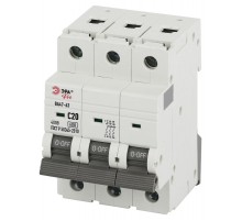 Автоматический выключатель PRO VA63-3P20C6 ВА47-63 3P 20А кривая C 6кА   Б0063169  ЭРА