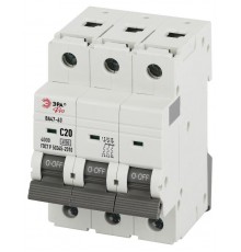 Автоматический выключатель PRO VA63-3P20C6 ВА47-63 3P 20А кривая C 6кА   Б0063169  ЭРА