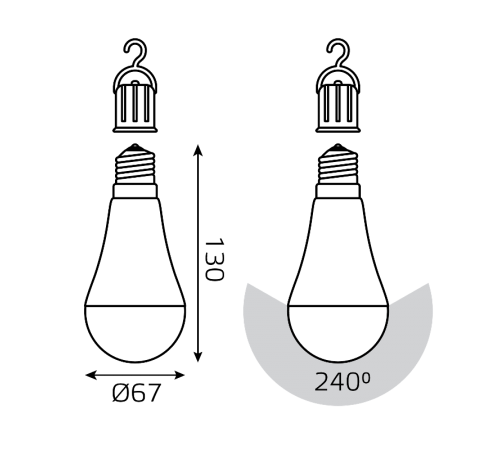 Лампа светодиодная LED A60 7W E27 470lm 4100K с Li-Ion аккумулятором 1/10/60  102402207  Gauss