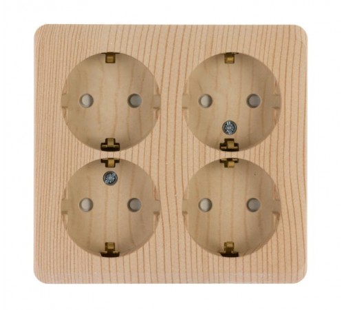 Этюд Сосна О/У Розетка Розетка 4-ая с заземлением со шторками  PA16-208D  SE