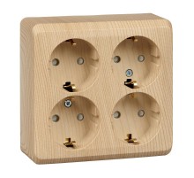 Этюд Сосна О/У Розетка Розетка 4-ая с заземлением со шторками  PA16-208D  SE