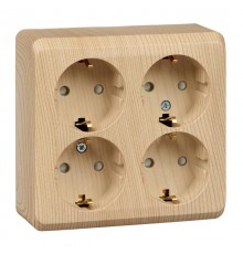 Этюд Сосна О/У Розетка Розетка 4-ая с заземлением со шторками  PA16-208D  SE