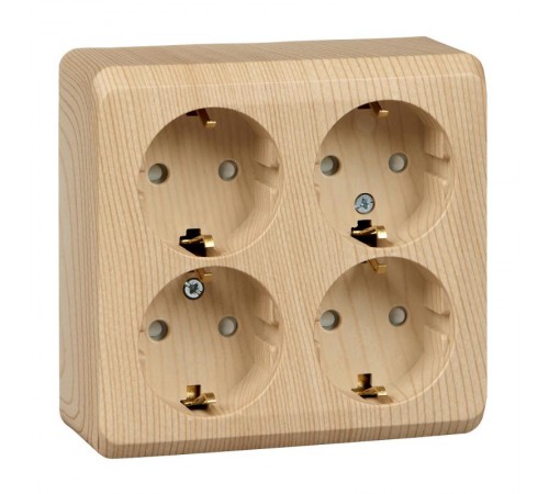 Этюд Сосна О/У Розетка Розетка 4-ая с заземлением со шторками  PA16-208D  SE