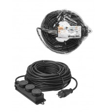 Удлинитель-шнур силовой каучук, КГ, IP44, 3 гнезда с/з, 4000 Вт, 40 м Народный  SQ1307-0249  TDM