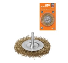 Щетка для дрели "плоская", 75 мм, латунированная витая проволока d 0,3 мм, "Рубин",  SQ1096-0202  TDM