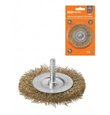 Щетка для дрели "плоская", 75 мм, латунированная витая проволока d 0,3 мм, "Рубин",  SQ1096-0202  TDM
