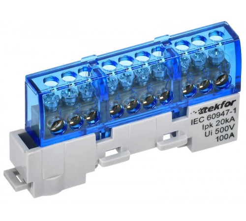 TEKFOR Шина N "ноль" изолированная на универсальном держателе 6х9-10-С  TF-NN10-10-KL-K07  IEK