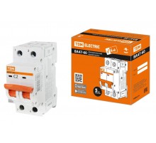 Выключатель автоматический двухполюсный ВА47-60 2Р 2А 6кА х-ка С  SQ0223-0085  TDM