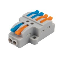 Клемма СМК 2х2 проходная разветвительная 2 полюса, с монтажной площадкой (1 ввод, 2 вывода на полюс) (50 шт./уп.)  07-5235  REXANT