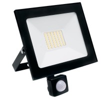 Прожектор светодиодный SFL80-50 с встроенным датчиком 2835SMD 50W 6400K AC220V/50Hz IP65, черный в компактном корпусе  29524  SAFFIT