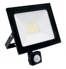 Прожектор светодиодный SFL80-50 с встроенным датчиком 2835SMD 50W 6400K AC220V/50Hz IP65, черный в компактном корпусе  29524  SAFFIT