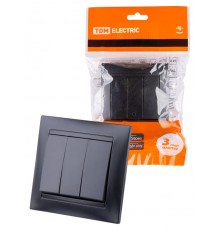 Выключатель 3-х кл. 10А графит "Лама"  SQ1815-0603  TDM