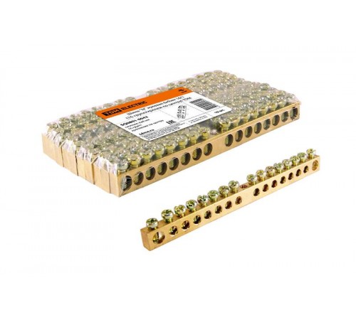 Шина "N" нулевая 6х9мм 16/1 (12 групп/крепеж по центру)   SQ0801-0042  TDM