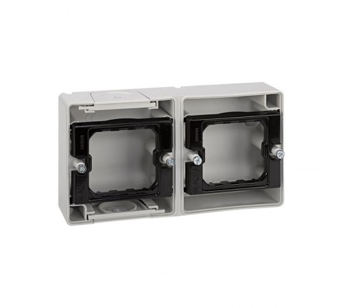 Основание под 2-местную рамку, IP55, открытый горизонтальный монтаж, 152*84*33мм, S44 Aqua, серый  4400761-035  Simon