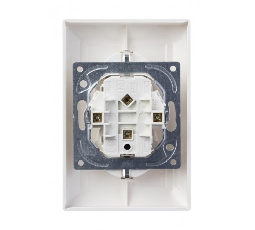 ABB Basic 55 Альп. белый Розетка 2-ая с/з моноблок, с защитными шторками  2021-0-0378   2CKA002021A0378  ABB